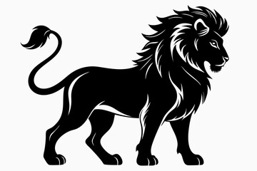 isolated black silhouette of a lion collection, lion black silhouette icon vector