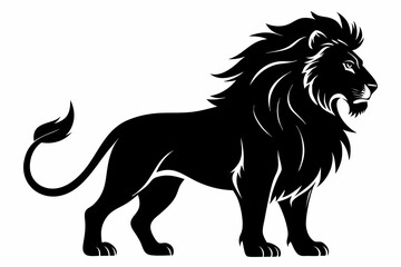 isolated black silhouette of a lion collection, lion black silhouette icon vector