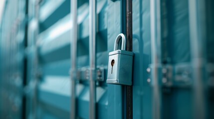 Container being meticulously secured on a vessel, detailed shot of locking devices and safety measures, focus on the precision and care taken in cargo security, safety protocols in action