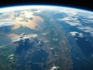Fototapeta premium A beautiful view of the Earth from space, with the blue ocean and the white clouds creating a serene and peaceful atmosphere