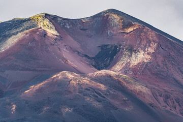 Aerial view of the crater of the Cumbre Vieja volcano after its recent eruption on the island of La...