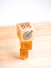 2025 business expansion goal and success banner concept. 2025 year numbers with target icon on...
