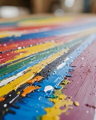  thick dry layers of paint on canvas