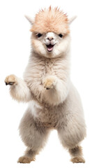 Obraz premium PNG Happy smiling dancing alpaca mammal animal pet.
