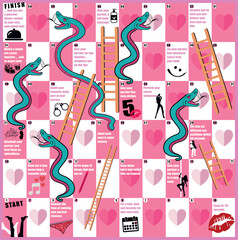 Adult board game template, lovers sex game printable eps 10, adult snake and ladder board game  © viky KY