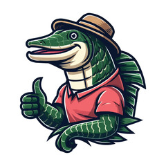 Obraz premium Arapaima mascot vector illustration on white background