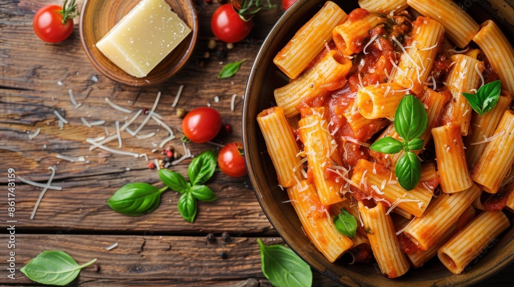 Canvas Prints rigatoni pasta in tomato sauce - Canvas Prints