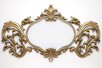 Golden ornamental frame in royal or empire style. Retro golden frame with vintage ornament. ,.