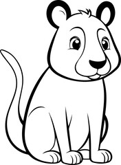Outline coloring book for children of a cute lion cub