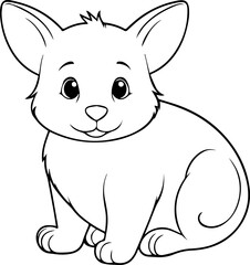 Outline coloring book for children of a cute animal