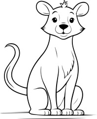 Outline coloring book for children of a cute lion cub