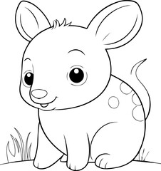 Outline coloring book for children of a cute little mouse