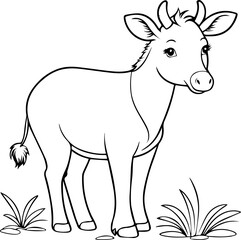 Fototapeta premium Outline coloring book for children of a cute calf