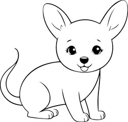 Outline coloring book for children of a cute little mouse
