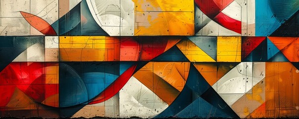 Fototapeta premium A series of geometric shapes overlapping and intersecting, creating a sense of movement and dynamism.