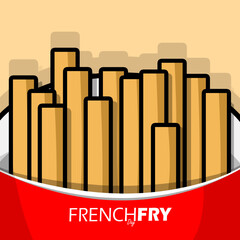 National French Fry Day event food banner. Illustration of a box of french fry on bright brown background to celebrate on July 12th