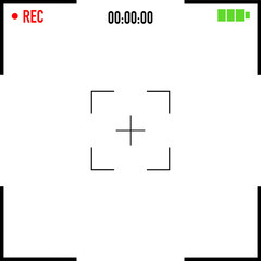 Camera screen. Camera frame. shutter shot. record - analog audio. Video Camera Frame Viewfinder Overlay on Transparent Background