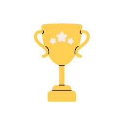 Gold trophy cup. Winners cup, champions trophy. Symbol of victory in a sporting event, competition. Vector illustration in flat style