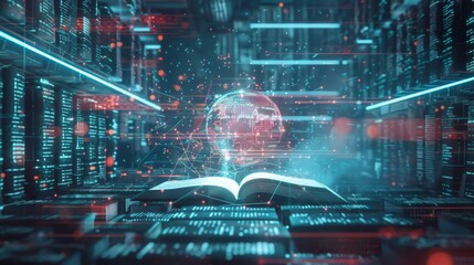 Interactive textbooks and elearning materials with 3D visuals and augmented reality features enhancing the learning experience with 6G technology.