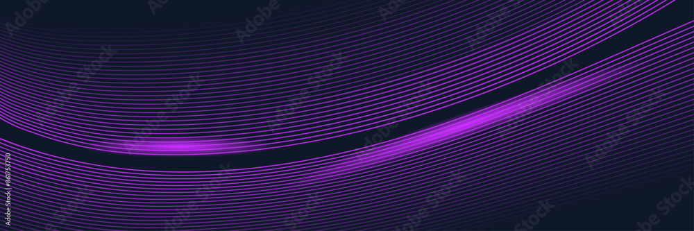 Sticker glowing abstract vector wavy line., different color in dark background for ai and all digital commun