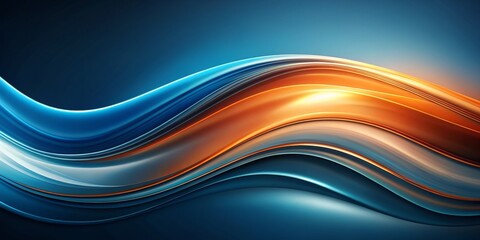 Abstract Blue and Orange Flowing Waves Background