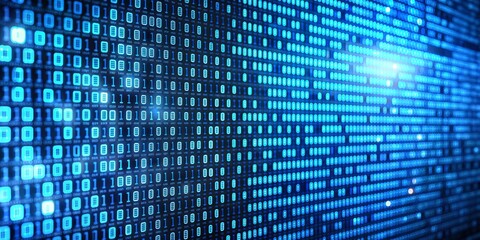 Obraz premium Abstract Blue Digital Binary Code Pattern Background