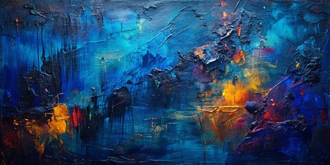 Fototapeta premium Abstract Blue and Yellow Oil Painting Texture