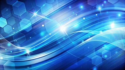 Obraz premium Abstract Blue Futuristic Technology Background with Hexagon Patterns and Glowing Lights