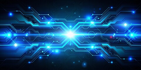Obraz premium Abstract Futuristic Digital Circuit Board Background with Blue Glowing Lines