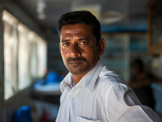 Reflective Man on Public Transport