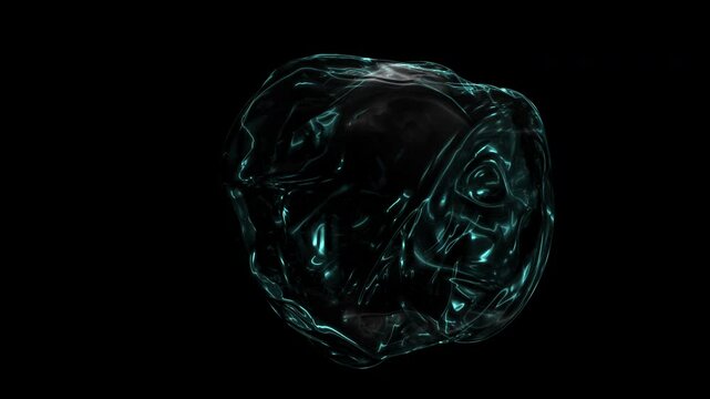 A captivating 3D image of a luminous blue crystal ball emitting a gentle glow against a stark black background, showcasing its mesmerizing smooth surface