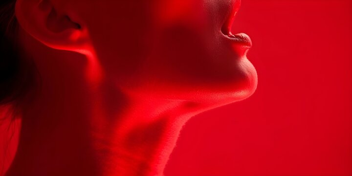 An Up-Close View of a Red Sore Throat with an Open Mouth. Concept Medical Illustration,