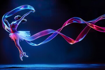 A waveform visualized as the movement of a dancera??s ribbon in the air