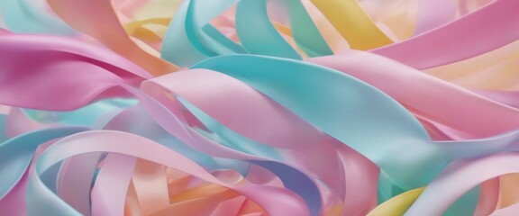 Abstract 3d wavy smooth Fluid pastel ribbons dancing and swirlin