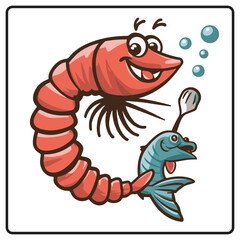 Obraz premium shrimp Fish coloring vector white background. shrimp vector for logo and coloring book image. Abstract, graphic, 