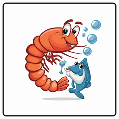 Obraz premium shrimp Fish coloring vector white background. shrimp vector for logo and coloring book image. Abstract, graphic, 