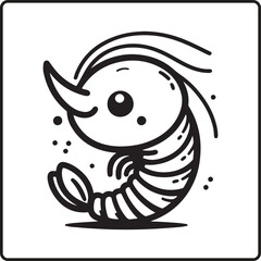 shrimp silhouette vector white background. shrimp vector for logo and coloring book image. Abstract, graphic, 