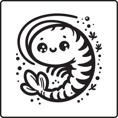 shrimp silhouette vector white background. shrimp vector for logo and coloring book image. Abstract, graphic, 