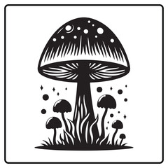 
illustration of mushroom, black mushroom silhouette vector illustration for coloring book
t shirt, Hand drawn trendy Vector design