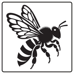 Honey bee silhouette Clip art and coloring book page, logo icon vector illustration on a white background Minimalistic aesthetic, isolated on a white background