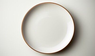 Minimalist White Plate on Clean Surface with Negative Space for Text - Realistic Photography in Neutral Tones