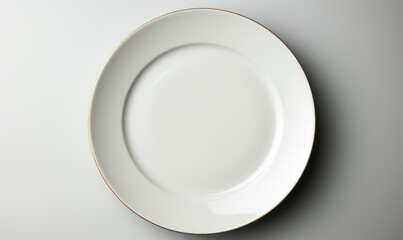 Minimalist White Plate on Clean Surface for Text Overlay - Neutral Realism Photography Composition