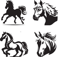  cute horse logo icon silhoutte vector