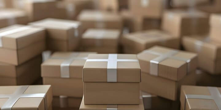 The Consumerist Landscape Captured in a Pileup of Packages. Concept Commercialism, Consumerism, Packaging Industry, Excessive Purchases, Overconsumption