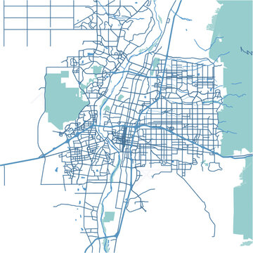 Layered vector map of Albuquerque in New Mexico in a professional blue style