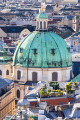 Vienna Peterskirche dome with roof terraces