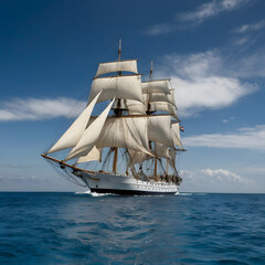 The imThe image shows a ship sailing on the seaage shows a ship sailing on the sea