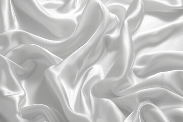 Obraz premium Beautifully laid fabric, white silk background, mockup of the subject for shooting, white satin