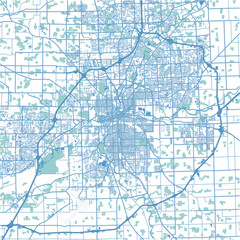 Layered vector map of Fort Wayne in Indiana in a professional blue style