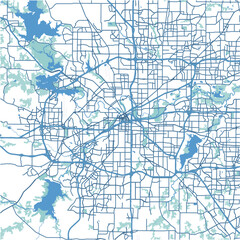 Layered vector map of Fort Worth in Texas in a professional blue style